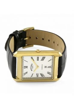 Men's Watches Rotary Cambridge Black Leather Watch -New In Mens Store SD 10 T55 7740 S4 X EC 2