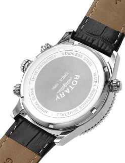 Men's Watches Rotary Hero Black Leather Chronograph Watch -New In Mens Store SD 10 T55 7754 Y4 X EC 2