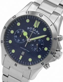 Men's Watches Rotary Hero Waterproof Stainless Steel Chronograph Watch -New In Mens Store SD 10 T55 7756 E6 X EC 5