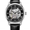 Men's Watches Rotary Greenwich Black Leather Automatic Watch