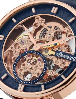 Men's Watches Ingersoll Herald Blue Leather Automatic Watch -New In Mens Store SD 10 T55 7774 E6 X EC 1