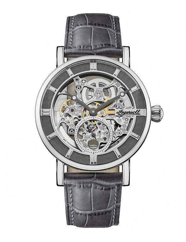 Men's Watches Ingersoll Herald Grey Leather Automatic Watch 1 Men's Watches Ingersoll Herald Grey Leather Automatic Watch