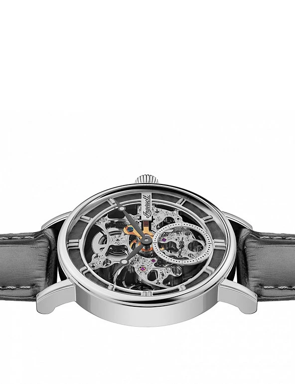Men's Watches Ingersoll Herald Grey Leather Automatic Watch 4 Men's Watches Ingersoll Herald Grey Leather Automatic Watch - Image 4