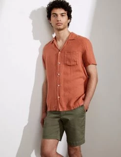 JAEGER Casual Shirts Luxury Pure Linen Revere Shirt