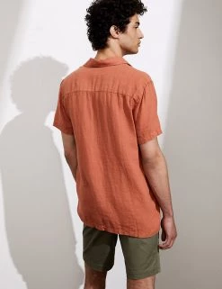 JAEGER Casual Shirts Luxury Pure Linen Revere Shirt -New In Mens Store SD 10 T62 1210C CJ X EC 3