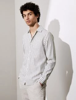 JAEGER Casual Shirts Cotton And Linen Striped Shirt -New In Mens Store SD 10 T62 1216C Z0 X EC 1