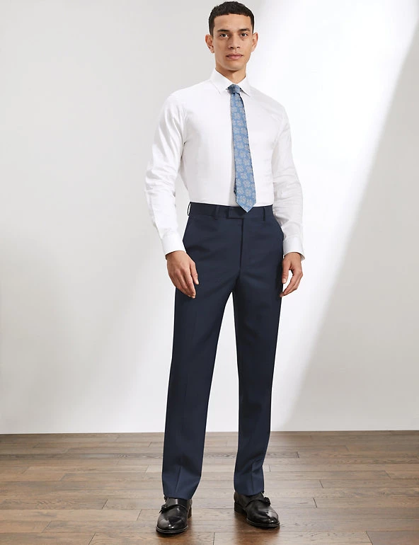 JAEGER Smart Trousers Tailored Fit Pure Wool Birdseye Trousers 1 JAEGER Smart Trousers Tailored Fit Pure Wool Birdseye Trousers