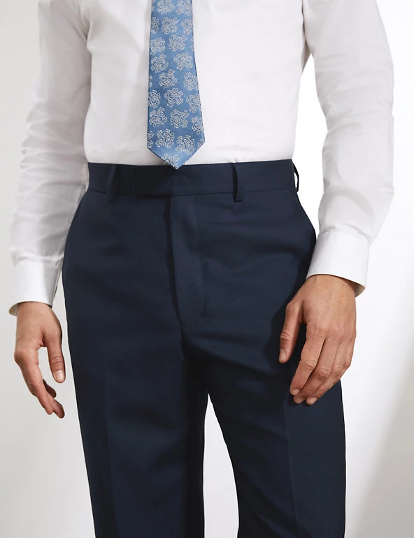 JAEGER Smart Trousers Tailored Fit Pure Wool Birdseye Trousers 3 JAEGER Smart Trousers Tailored Fit Pure Wool Birdseye Trousers - Image 3