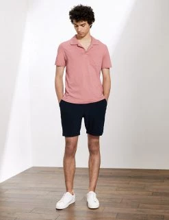 JAEGER Men's Polo Shirts Cotton And Linen Open Collar Polo Shirt